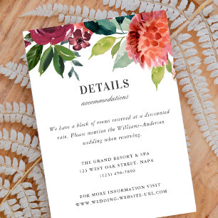 Elegante romantische Wasserfarbe Floral Hochzeitsd Begleitkarte