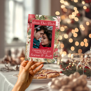 Elegante romantische Weihnachtsabend-Foto-Hochzeit Save The Date