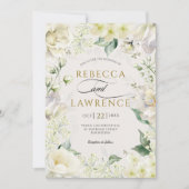 Elegante romantische Weiße Salbei Hochzeit Einladung (Vorderseite)