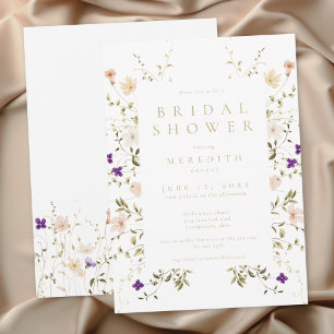 Elegante romantische Wildblumen-Brautparty Einladung