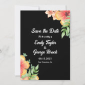 Elegante romantische Wildblumen Schwarze Flora Hoc Save The Date (Vorderseite)