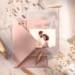 Elegante Romanze Minimalistische Foto-Hochzeit Acryleinladungen
