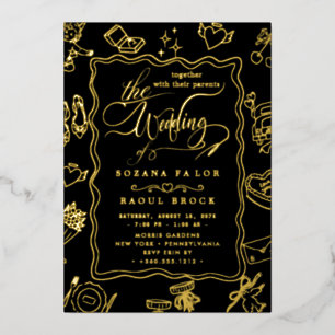 Elegante Romanze   Roségoldfolie  Hochzeit Folieneinladung