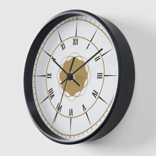 Elegante römische Maueruhr - Schwarz und Gold Uhr (Winkel)