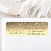 Elegante Rope Hearts, Gold Confetti Address Label (Insitu)