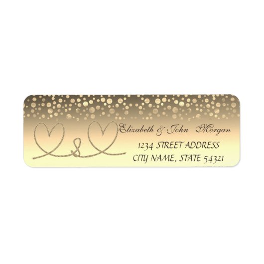 Elegante Rope Hearts, Gold Confetti Address Label (Vorne)