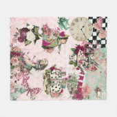 Elegante rosa Alice im Wunderland Fleecedecke (Vorderseite (Horizontal))