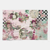 Elegante rosa Alice im Wunderland Geschirrtuch (Horizontal)