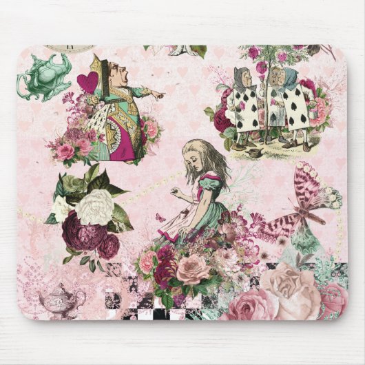 Elegante rosa Alice im Wunderland Mousepad (Vorne)