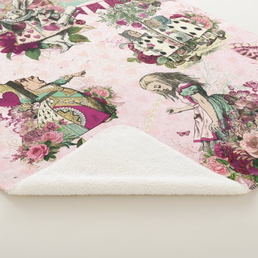 Elegante rosa Alice im Wunderland Sherpadecke (3/4)