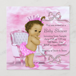 Elegante rosa amerikanische Babyparty für Afroamer Einladung