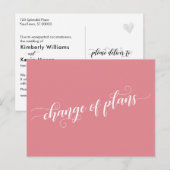 Elegante, rosa Änderung von Plänen verzögert Hochz Postkarte (Vorne/Hinten)