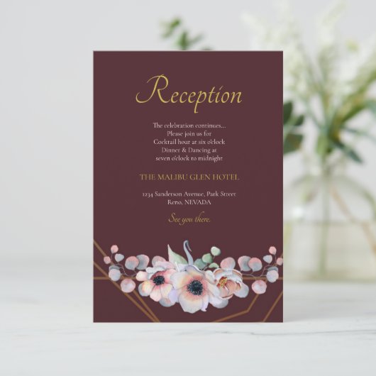 Elegante, rosa Anemone, geometrische Rahmen der Bl Begleitkarte (Stehend Vorderseite)