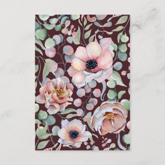 Elegante, rosa Anemone, geometrische Rahmen der Bl Begleitkarte (Rückseite)