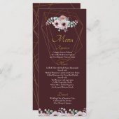 Elegante, rosa Anemone, geometrische Rahmen der Bl Menükarte (Vorne/Hinten)