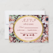 Elegante, rosa Anemone, geometrische Rahmen der Bl RSVP Karte (Vorderseite)