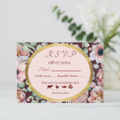 Elegante, rosa Anemone, geometrische Rahmen der Bl RSVP Karte (Stehend Vorderseite)