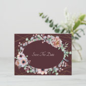 Elegante, rosa Anemone, geometrische Rahmen der Bl Save The Date (Stehend Vorderseite)