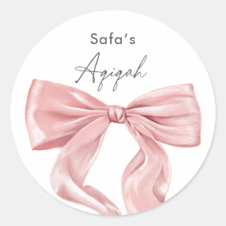Elegante rosa Aqiqah-Schleife Runder Aufkleber