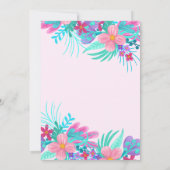 Elegante, rosa Aquamarin gestrichene Blume Blätter Einladung (Rückseite)