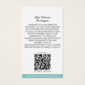 Elegante Rosa & Aquamarine botanische Preis-Kennzi (Rückseite)