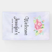 Elegante Rosa Aquarell Blume Bouquet Geburtstag Banner (Horizontal)