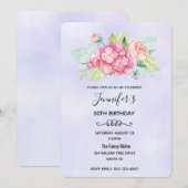 Elegante Rosa Aquarell Blume Bouquet Geburtstag Einladung (Vorne/Hinten)