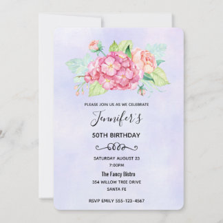Elegante Rosa Aquarell Blume Bouquet Geburtstag Einladung