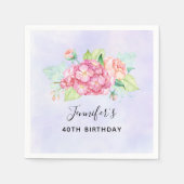 Elegante Rosa Aquarell Blume Bouquet Geburtstag Serviette (Vorderseite)