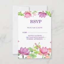 Elegante rosa Aquarell-Lotos-Blumen-RSVP-Karte