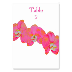 Elegante rosa Aquarell-Orchideenmalerei Tischnummer