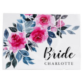 Elegante rosa Aquarellbraun Große Geschenktüte (Rückseite)