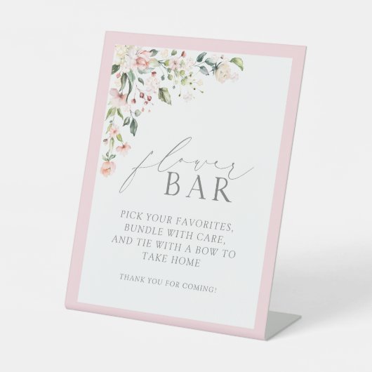 Elegante rosa Aquarelldusche Blume Bar Sockelschild (Vorderseite)