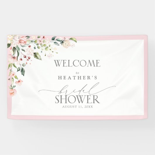 Elegante rosa Aquarelldusche Willkommen Banner (Horizontal)