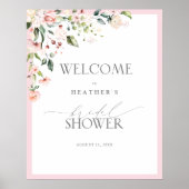 Elegante rosa Aquarelldusche Willkommen Poster (Vorne)