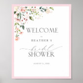 Elegante rosa Aquarelldusche Willkommen Poster (Vorne)
