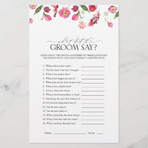 Elegante Rosa Aquarellfarben Blume Brautparty Game