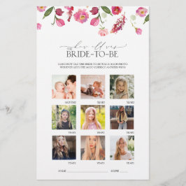 Elegante Rosa Aquarellfarben Blume Brautparty Game