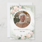 Elegante rosa Aquarellfarben Blume Todesankündigun Einladung (Vorderseite)