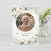 Elegante rosa Aquarellfarben Blume Todesankündigun Einladung (Stehend Vorderseite)