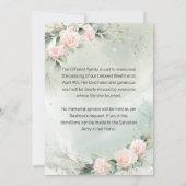 Elegante rosa Aquarellfarben Blume Todesankündigun Einladung (Rückseite)