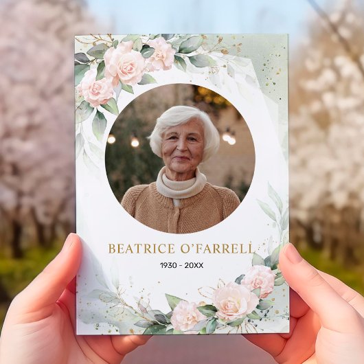 Elegante rosa Aquarellfarben Blume Todesankündigun Einladung