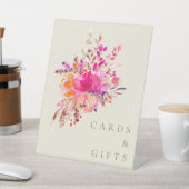 Elegante rosa Aquarellfarben Blumenkarten Geschenk Sockelschild (In SItu)