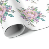 Elegante rosa Aquarellfarben Botanische Blume Geschenkpapier (Rolleneckpunkt)