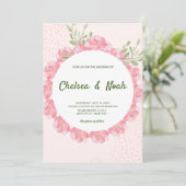 Elegante rosa Aquarellfarben - Einladung (Stehend Vorderseite)