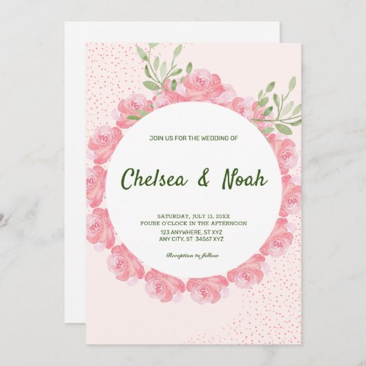 Elegante rosa Aquarellfarben - Einladung (Vorne/Hinten)