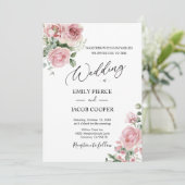 Elegante rosa Aquarellfarben Einladung zur Hochzei (Stehend Vorderseite)