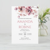 Elegante rosa Aquarellfarben Einladung zur Hochzei (Stehend Vorderseite)