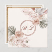 Elegante rosa Aquarellfarben-Monogramm Dankeskarte (Vorne/Hinten)