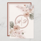 Elegante rosa Aquarellfarben-Monogramm Einladung (Vorne/Hinten)